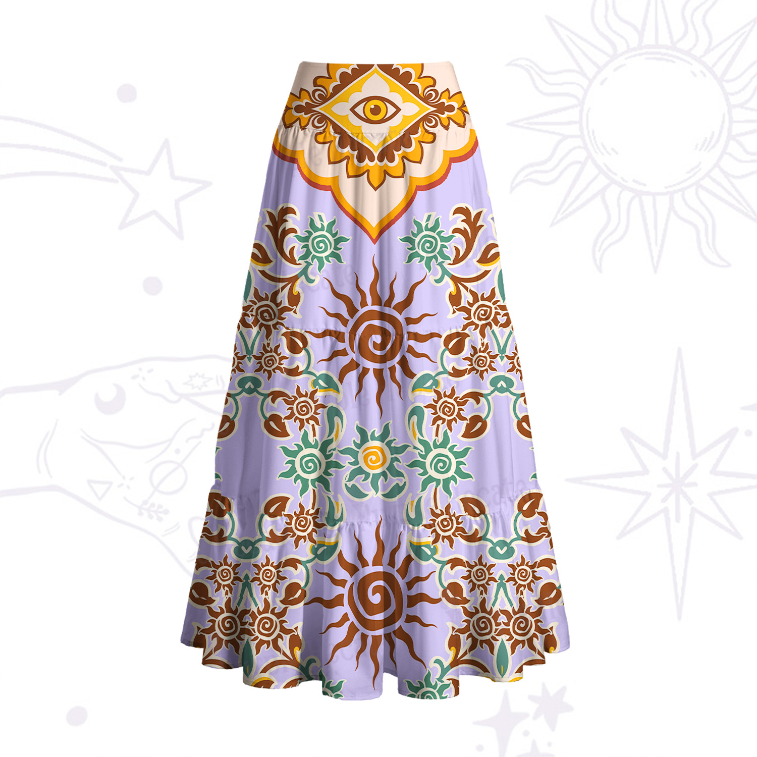 Purplehecate Solar Whispers Witch Convertible Maxi Skirt