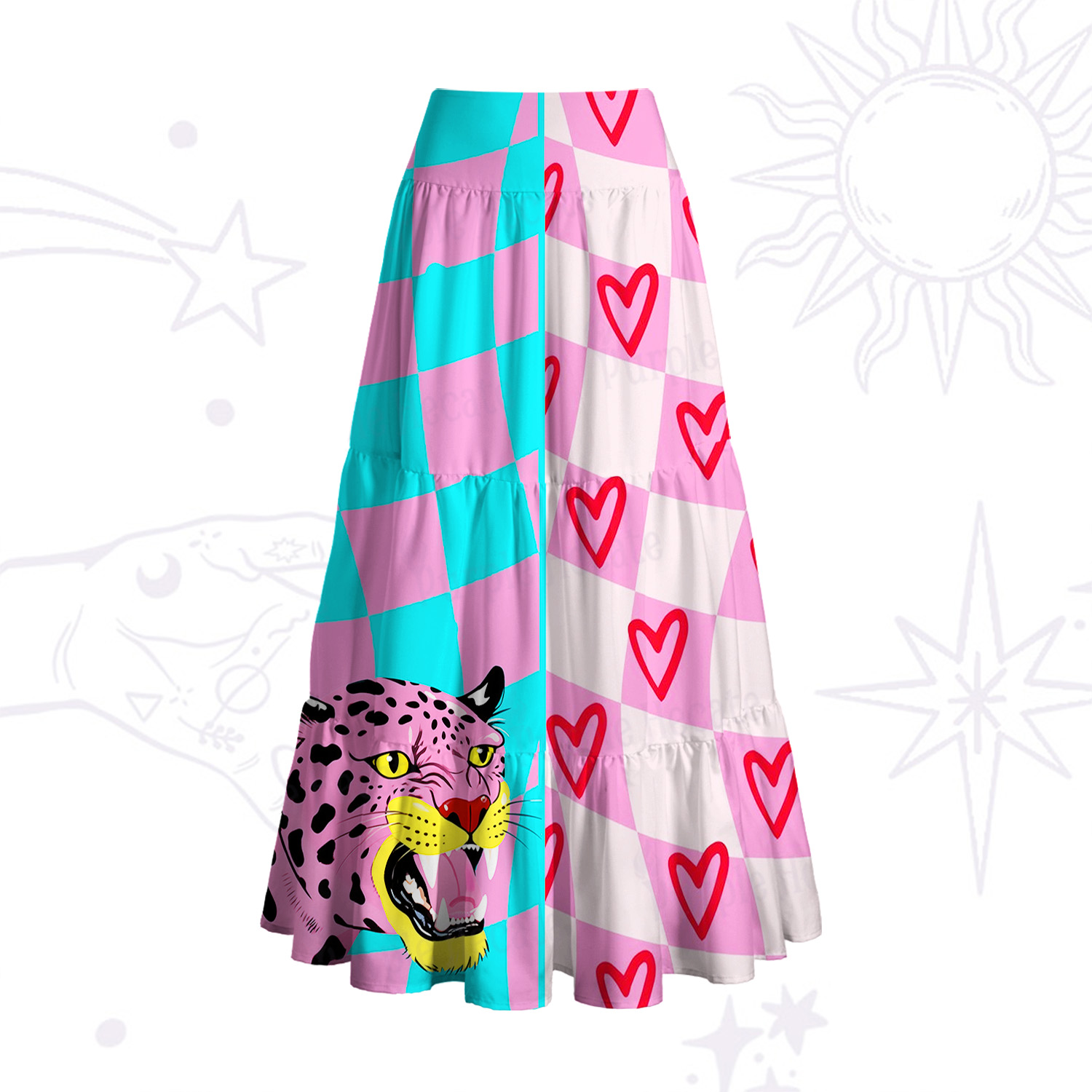 Purplehecate Savage Leopard Evil Eye Convertible Maxi Skirt