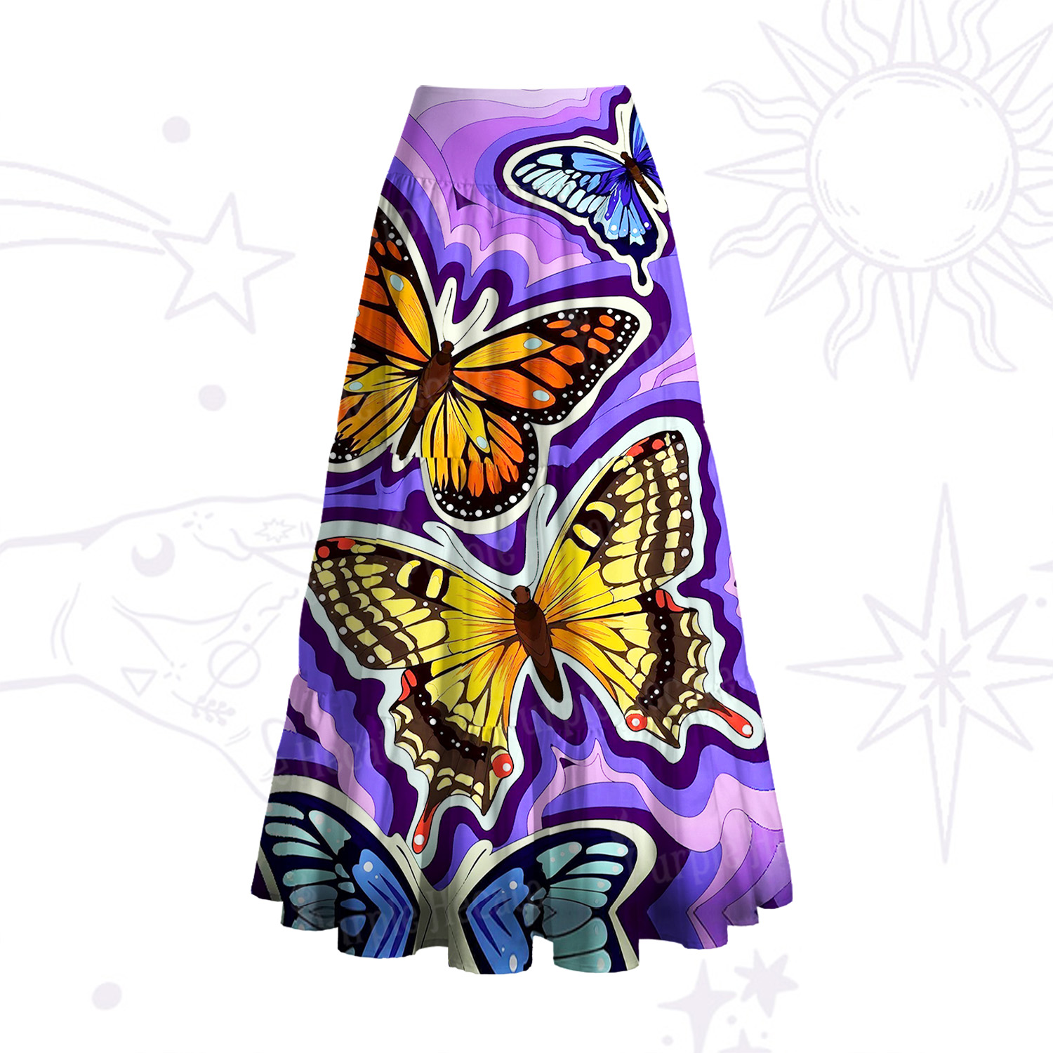 Purplehecate Psychedelic Butterfly Convertible Maxi Skirt