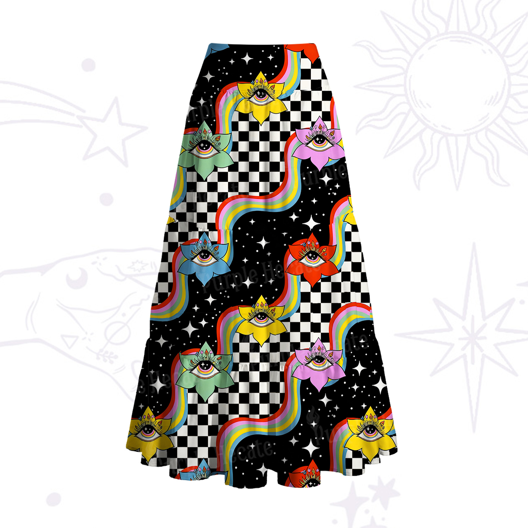 Purplehecate Enchanted Eye Blossom Convertible Maxi Skirt