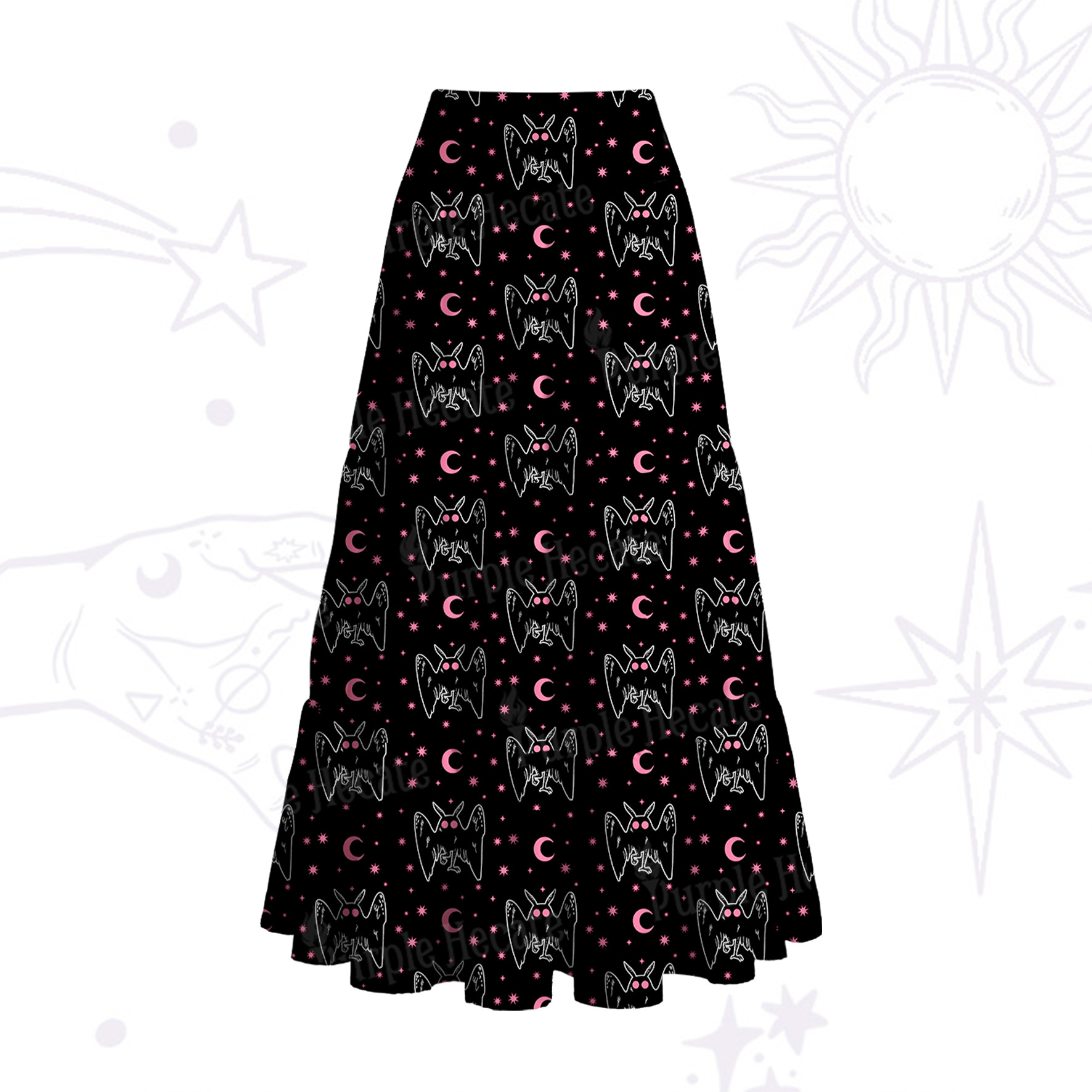 Purplehecate Witchy Mothman Night Convertible Maxi Skirt
