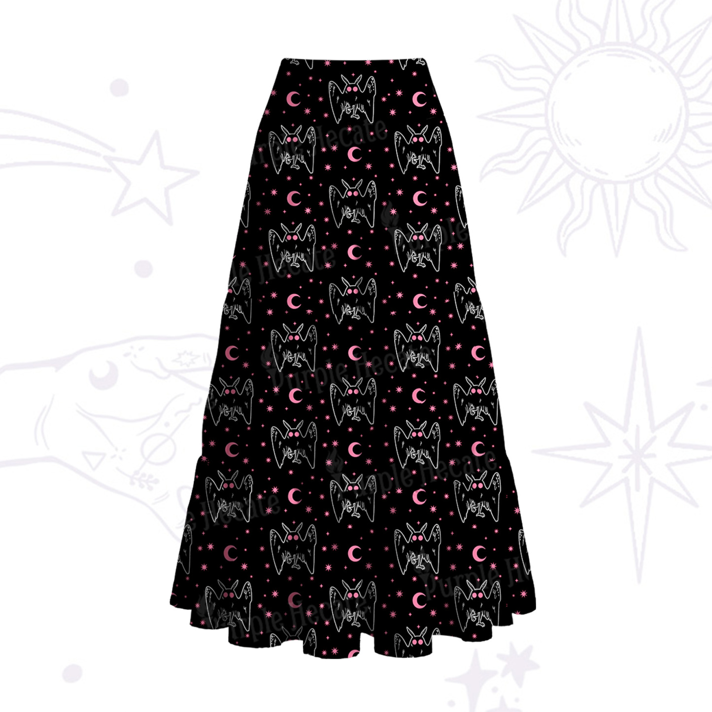 Purplehecate Witchy Mothman Night Convertible Maxi Skirt