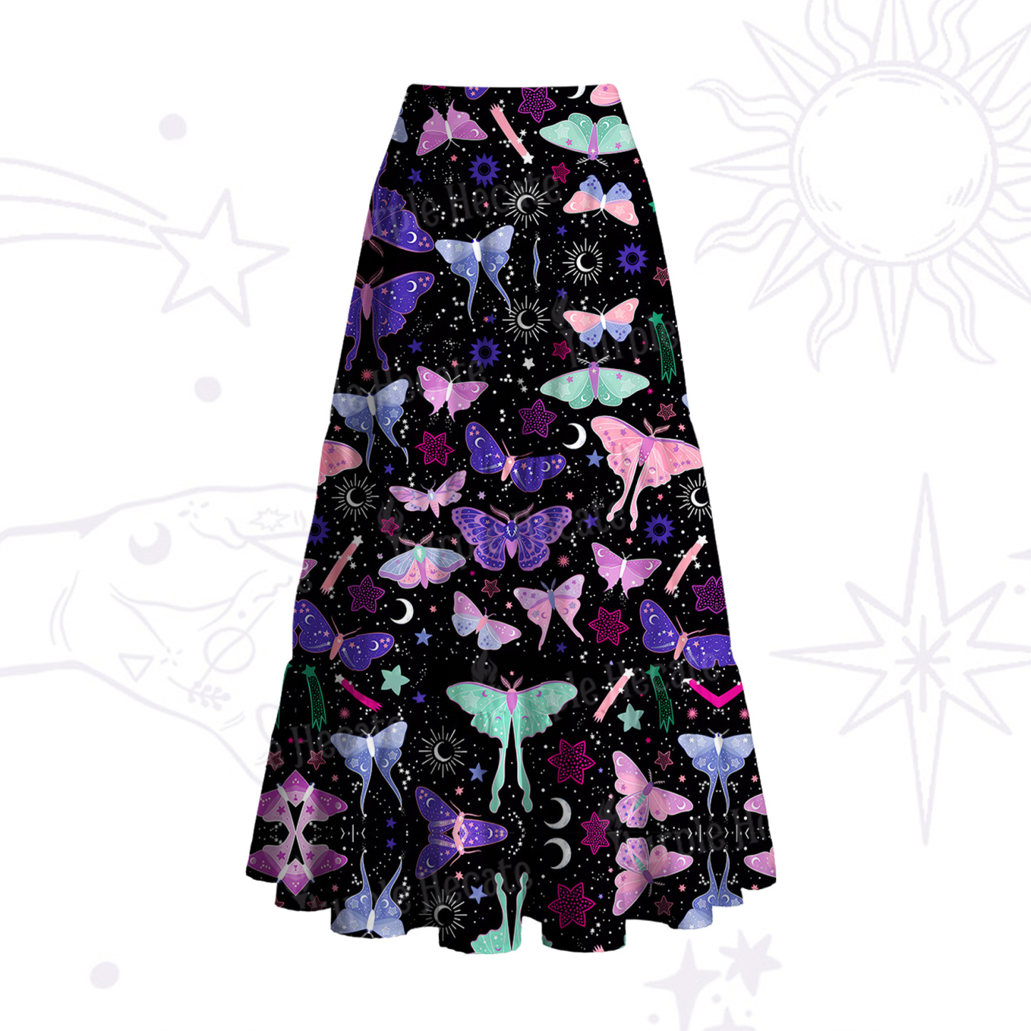 Purplehecate Midnight Moth Convertible Maxi Skirt