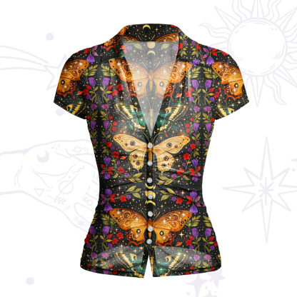 Purplehecate Mystic Butterfly Whisper Mesh Button Up Top