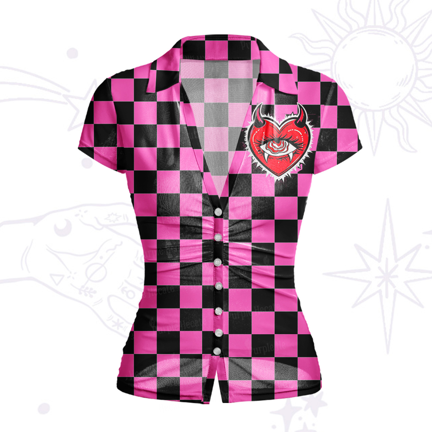 Purplehecate Heart of a Demon Mesh Button Up Shirt