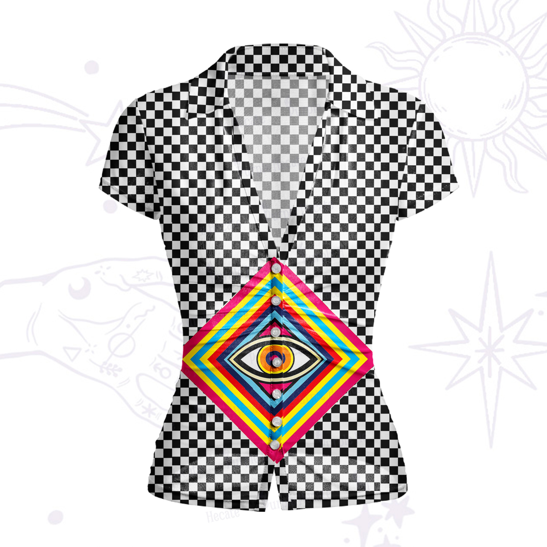 Purplehecate Eye of Illusion Mesh Button Up Shirt