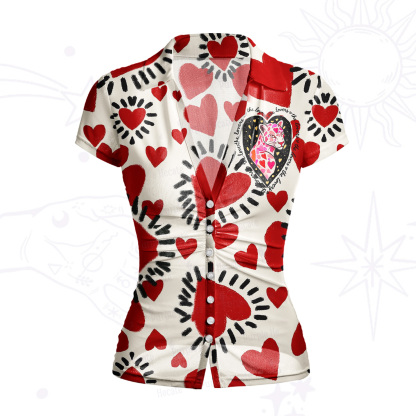 Purplehecate Wild Love Leopard Heart Mesh Button Up Shirt