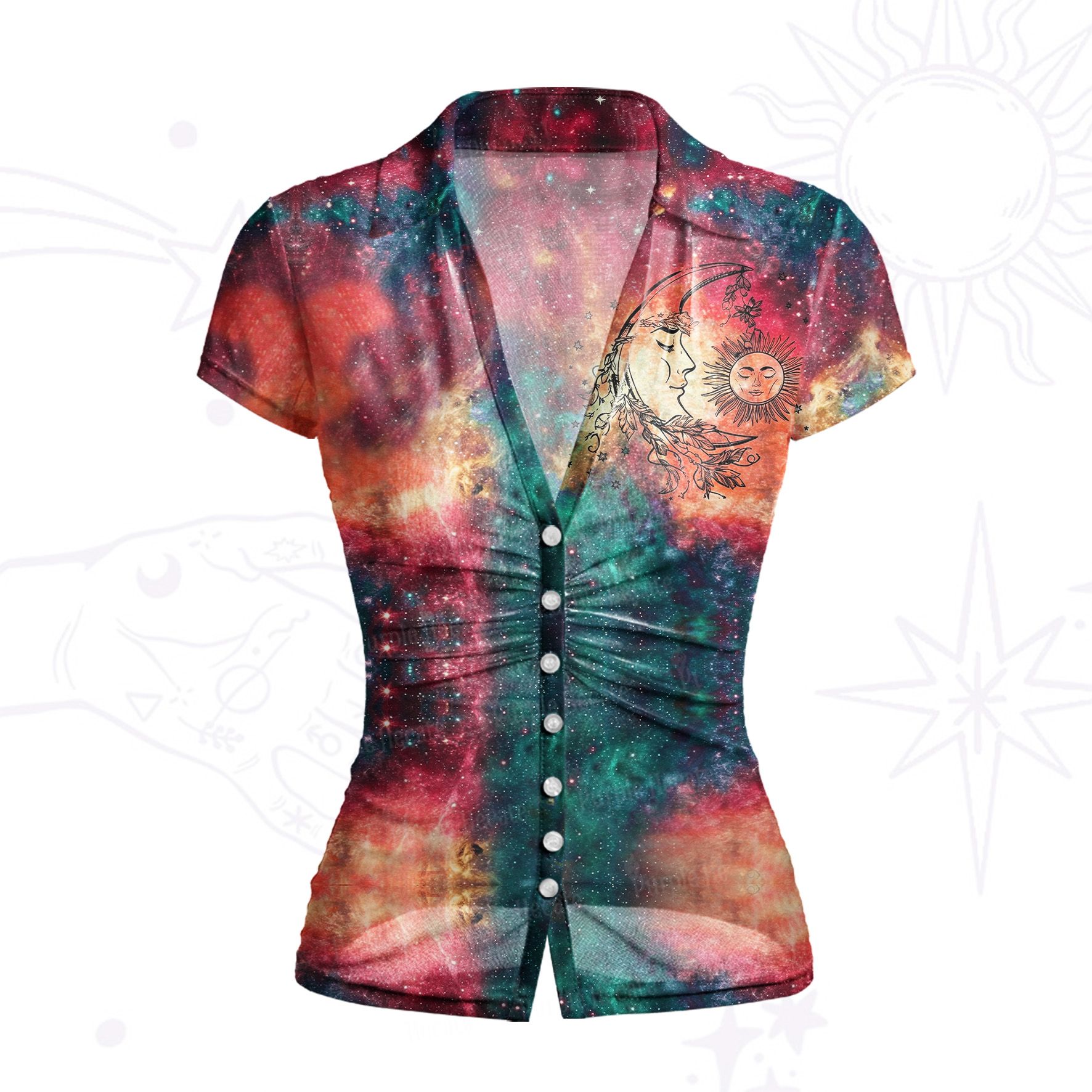 Purplehecate Sun Moon Dreams Mesh Button Up Shirt