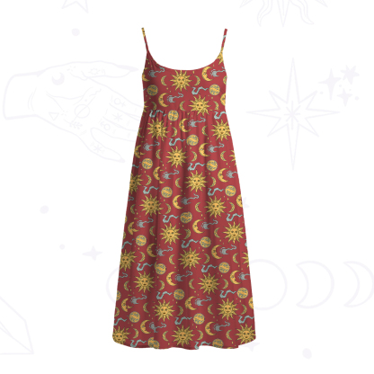 Purplehecate Magic of Sun and Moon Spaghetti Strap Midi Dress