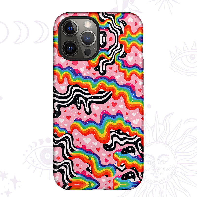 Purplehecate Groovy Melty Rainbow Hearts Wavy Phone Case