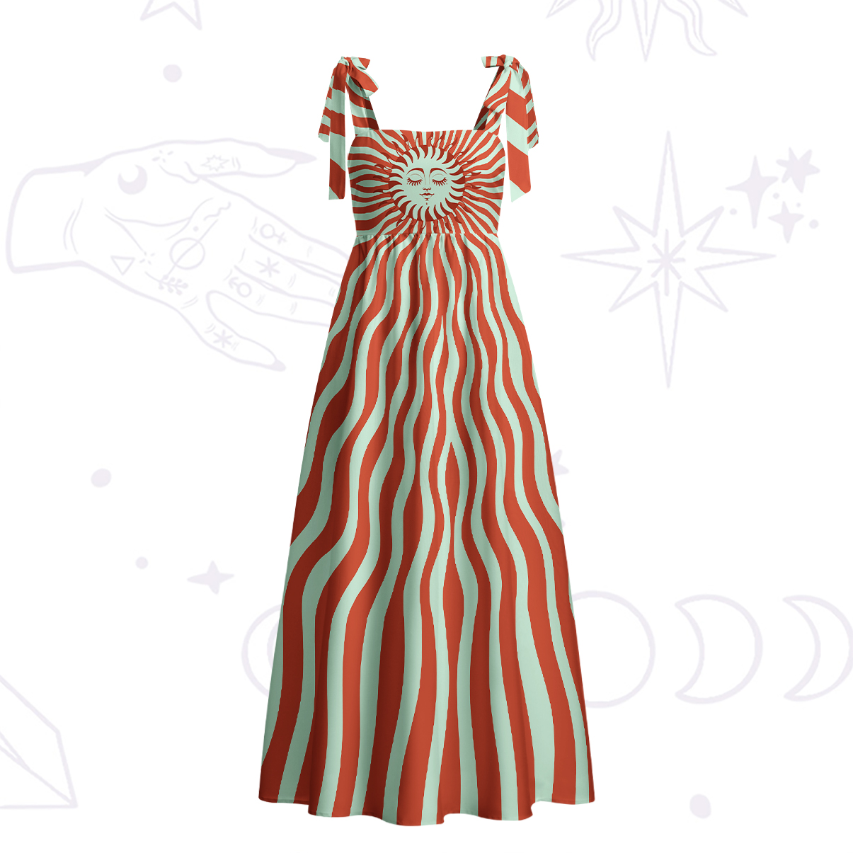 Purplehecate Radiance of the Sun Tie Shoulder Maxi Dress