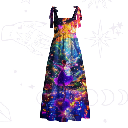 Purplehecate Enchanted Fairy Forest Tie Shoulder Maxi Dress