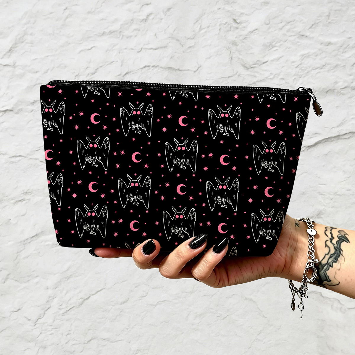 Purplehecate Witchy Mothman Night Zip Makeup Bag
