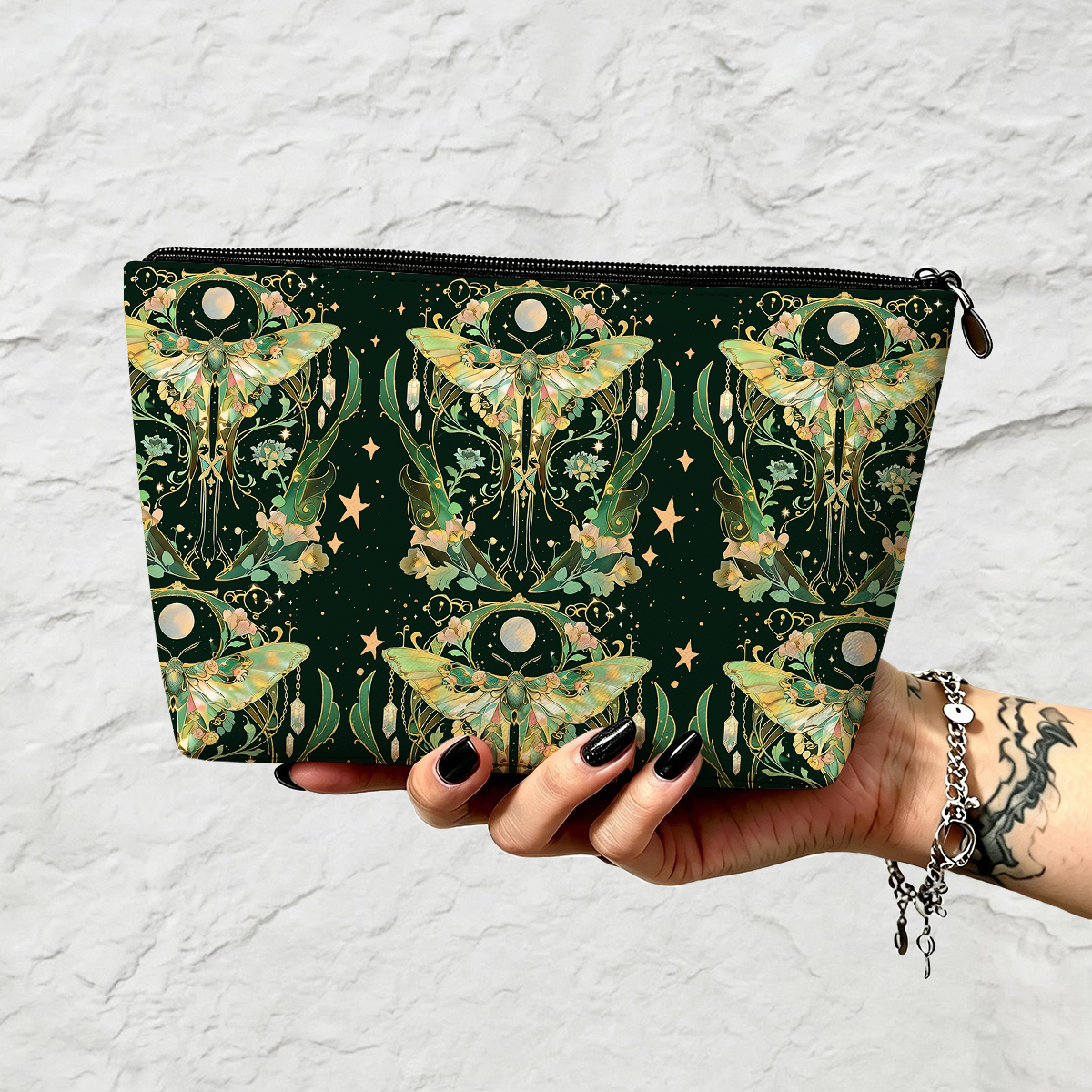 Purplehecate Moon Moth Rave Zip Makeup Bag