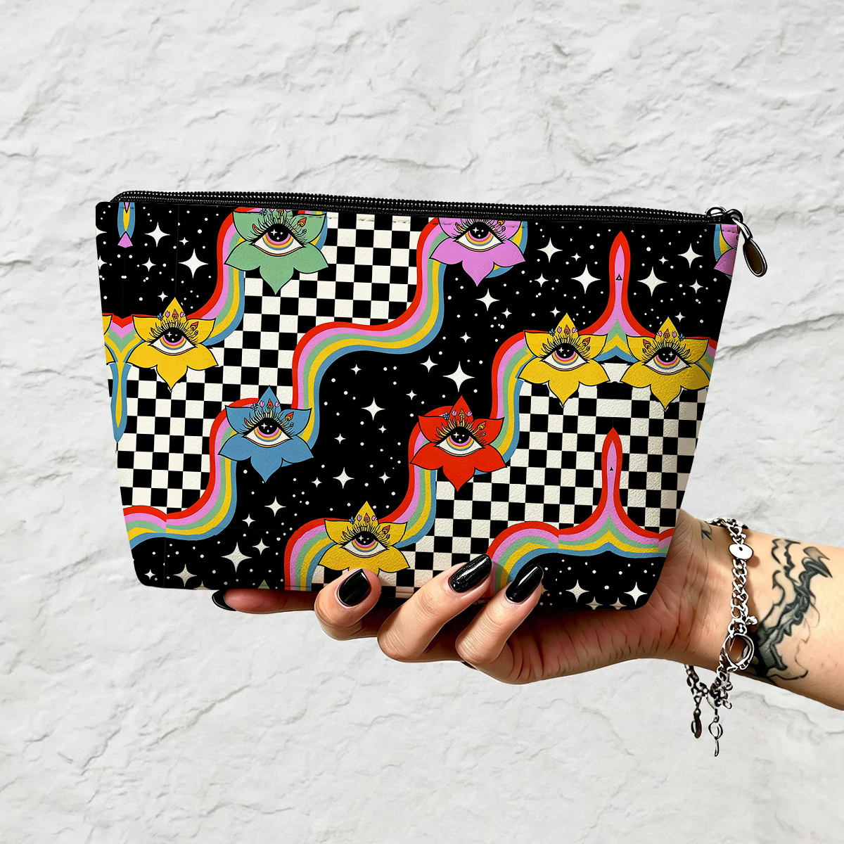 Purplehecate Enchanted Mushroom Eye Blossom Zip Makeup Bag