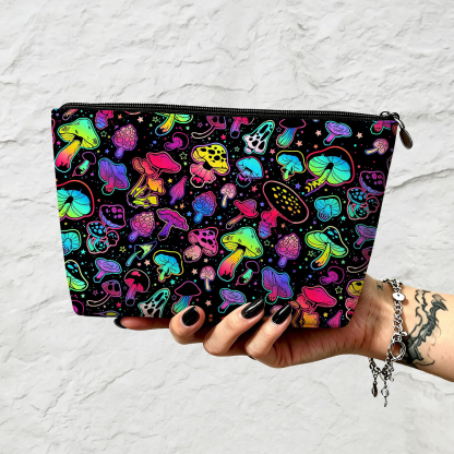 Purplehecate Psychedelic Mushroom Rave Zip Makeup Bag