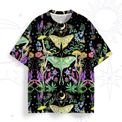 Purplehecate Mystic Lunar Moth Herbal Forest All Over Print T-Shirt