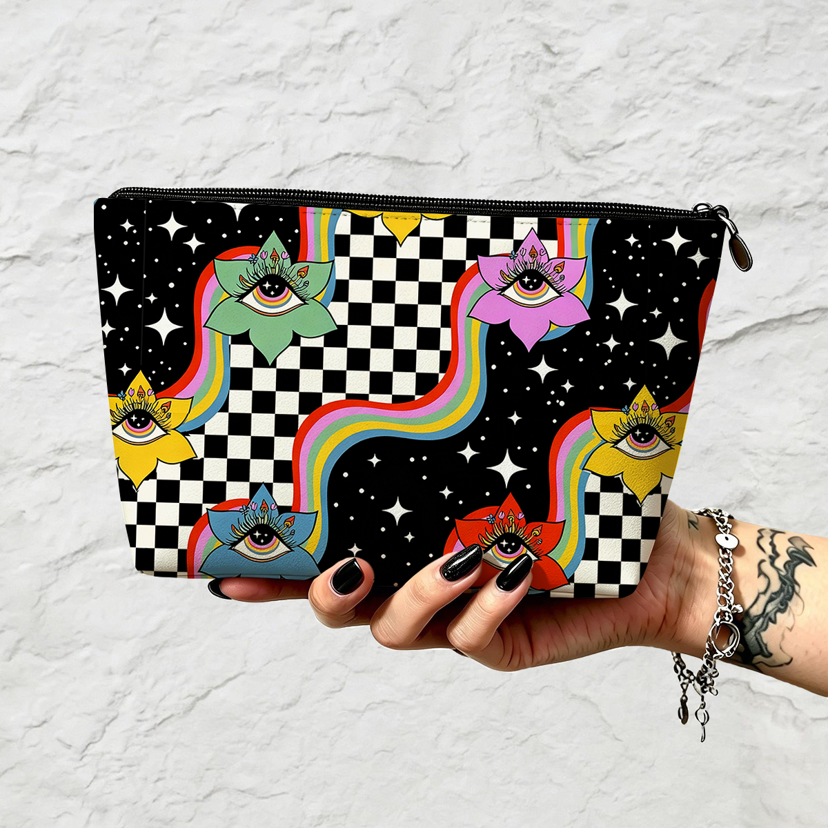 Purplehecate Enchanted Mushroom Eye Blossom Zip Makeup Bag