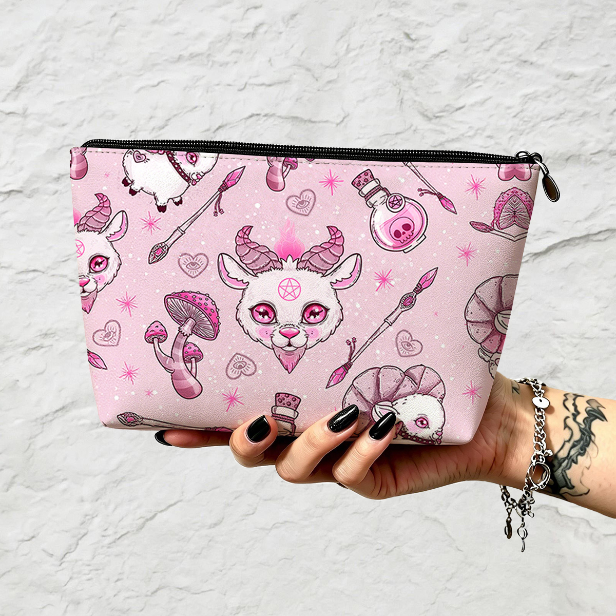 Purplehecate Pastel Occult Goat Zip Makeup Bag