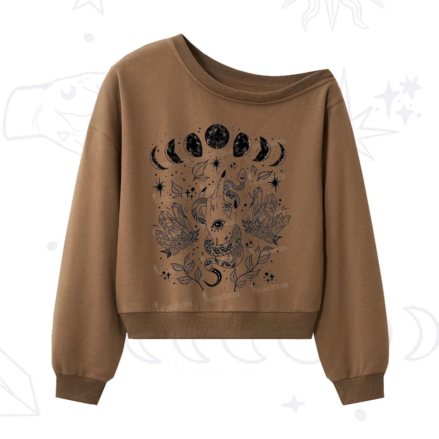 Purplehecate Reach For The Moon One Shoulder Sweatshirt