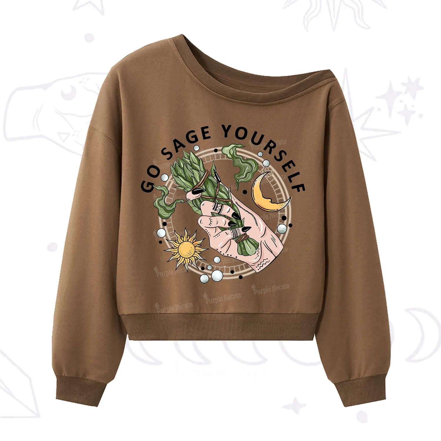 Purplehecate Go Sage Yourself One Shoulder Sweatshirt