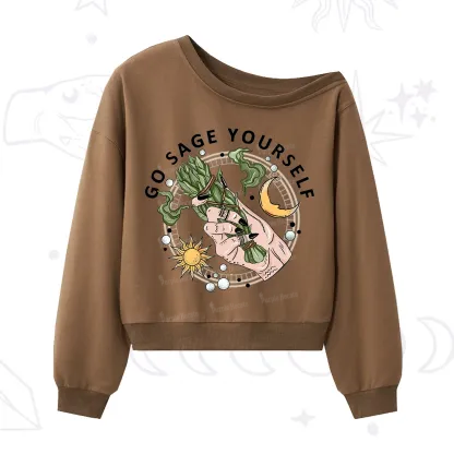 Purplehecate Go Sage Yourself One Shoulder Sweatshirt