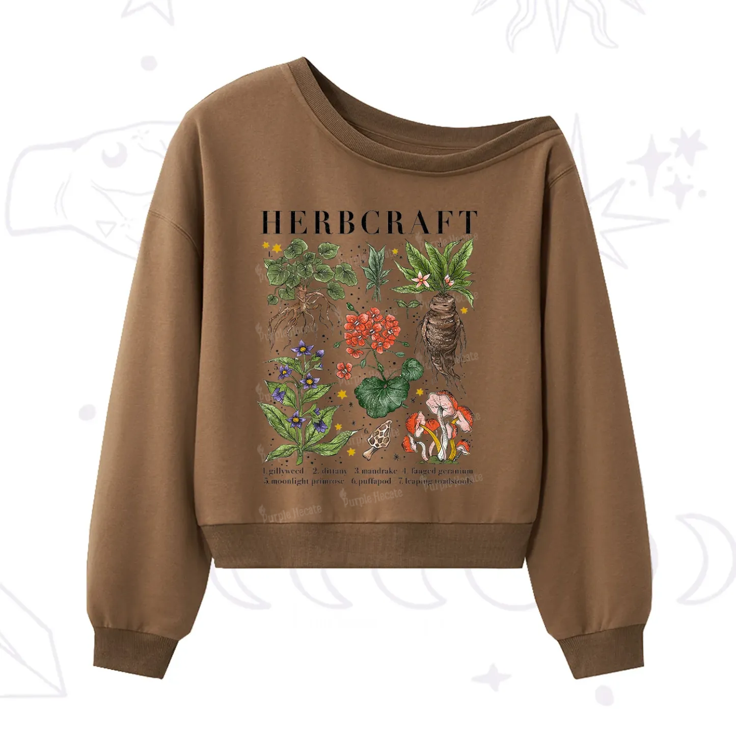 Purplehecate Magical Herbcraft One Shoulder Sweatshirt