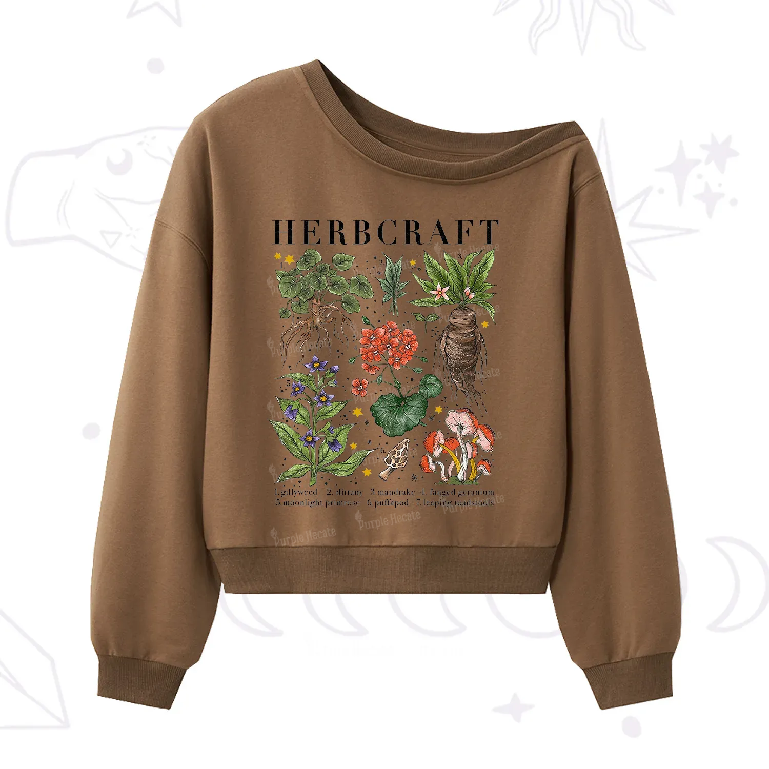 Purplehecate Magical Herbcraft One Shoulder Sweatshirt