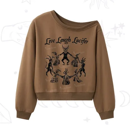 Purplehecate Live Laugh Lucifer One Shoulder Sweatshirt