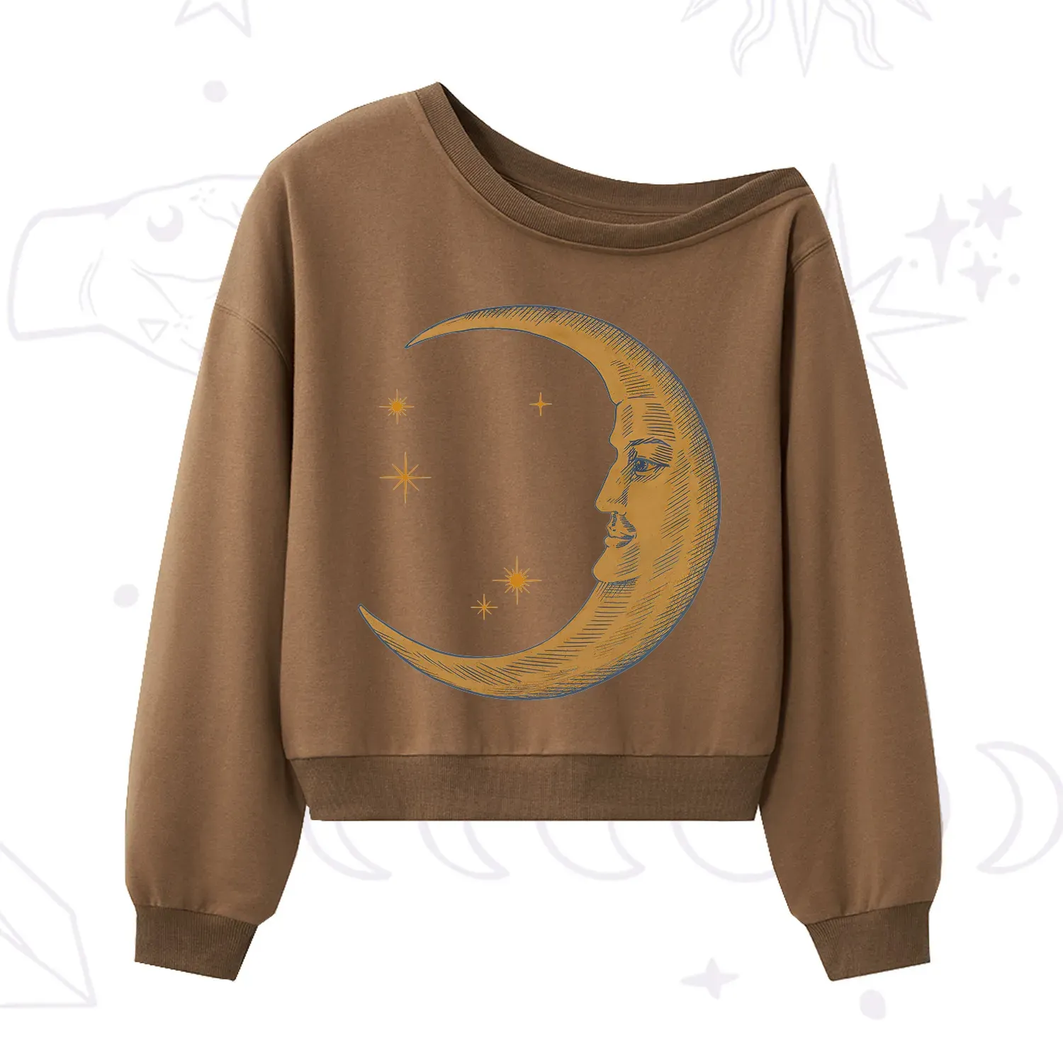 Purplehecate Celestial Moon One Shoulder Sweatshirt