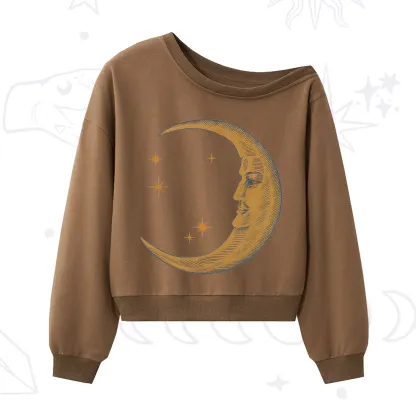 Purplehecate Celestial Moon One Shoulder Sweatshirt
