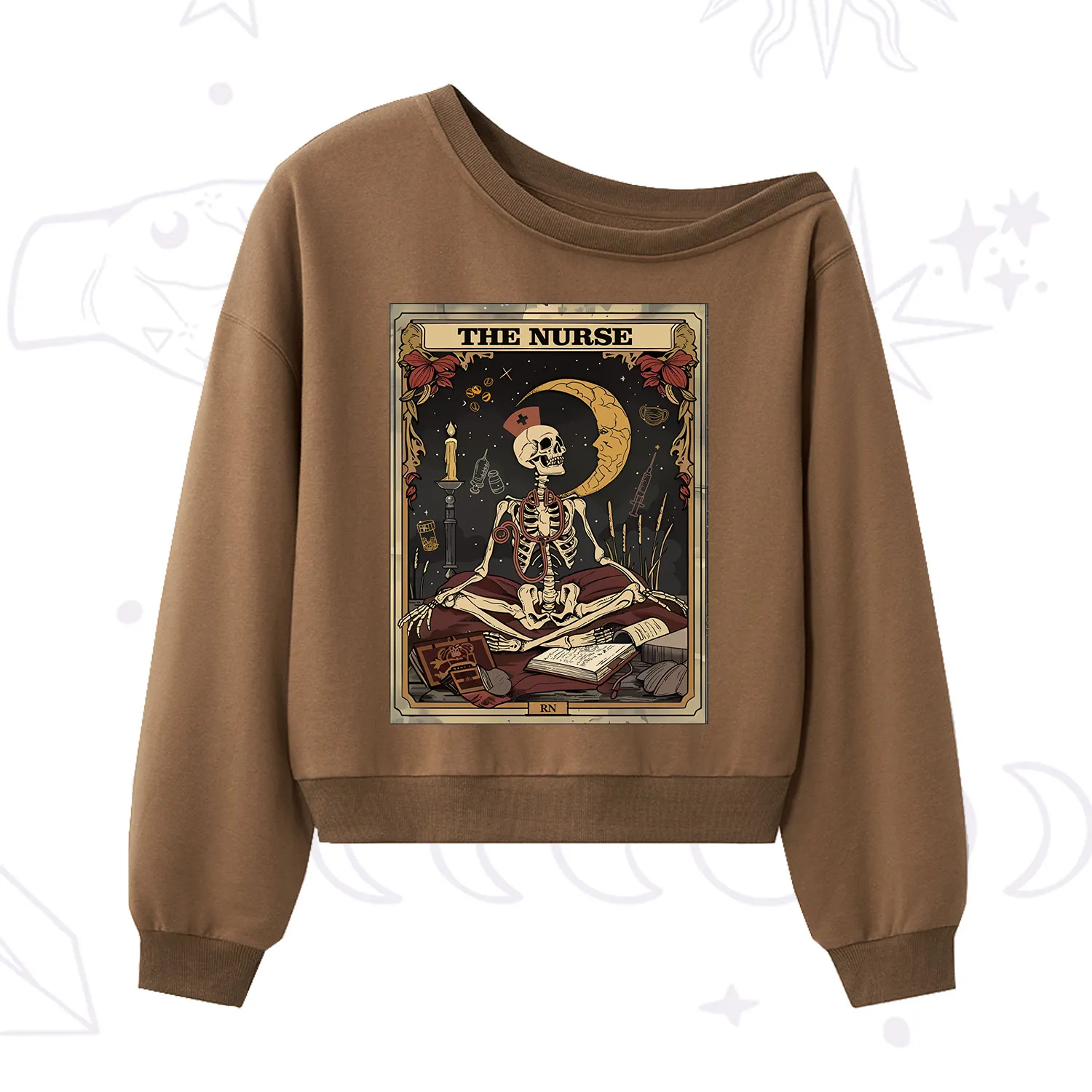 Purplehecate The Nurse Tarot Card One Shoulder Sweatshirt