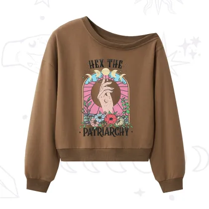 Purplehecate Hex The Patriarchy One Shoulder Sweatshirt
