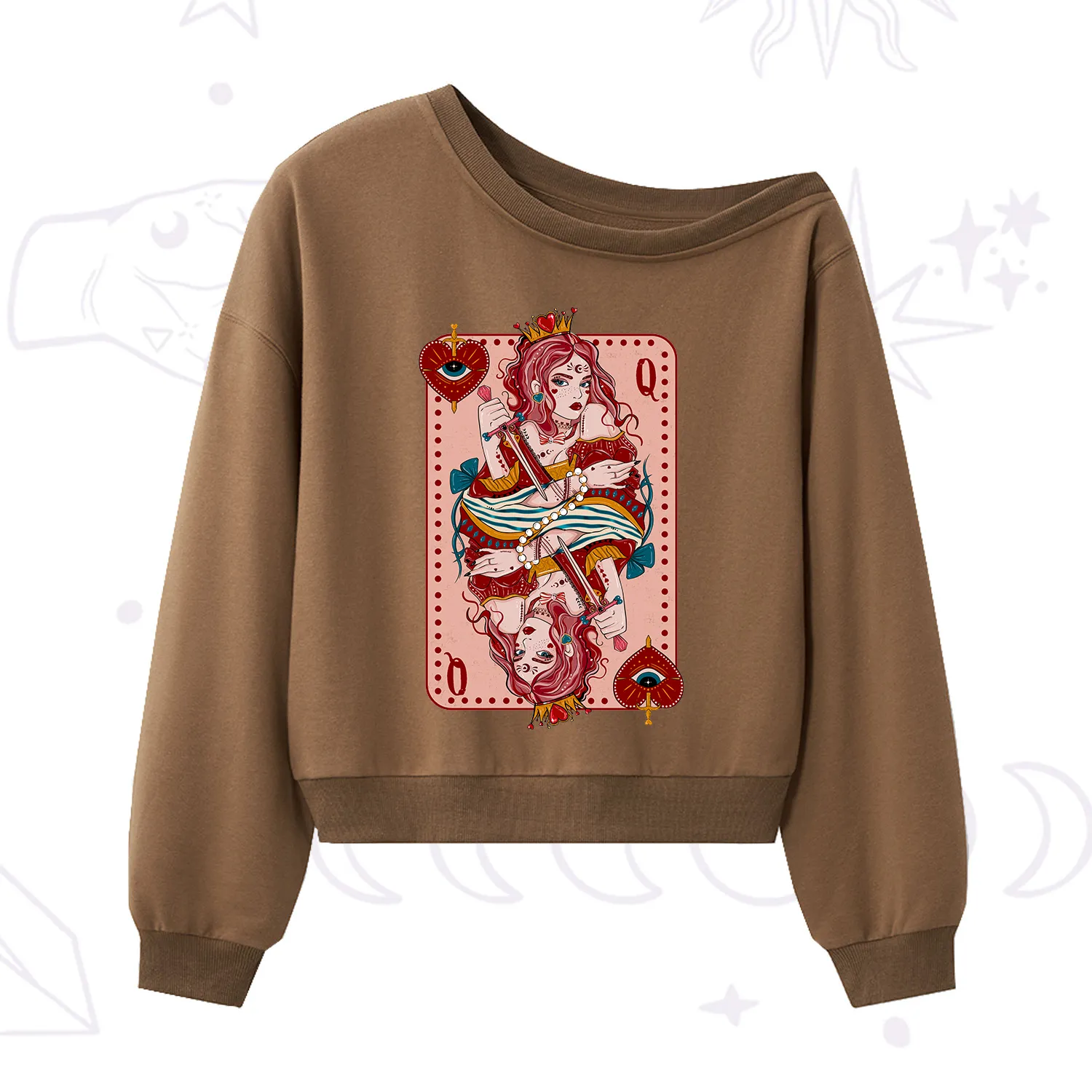 Purplehecate The Dog Mom Tarot One Shoulder Sweatshirt