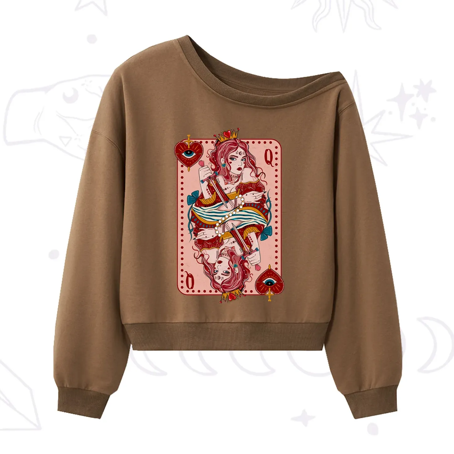 Purplehecate The Dog Mom Tarot One Shoulder Sweatshirt