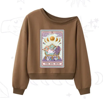 Purplehecate The Dog Mom Tarot One Shoulder Sweatshirt