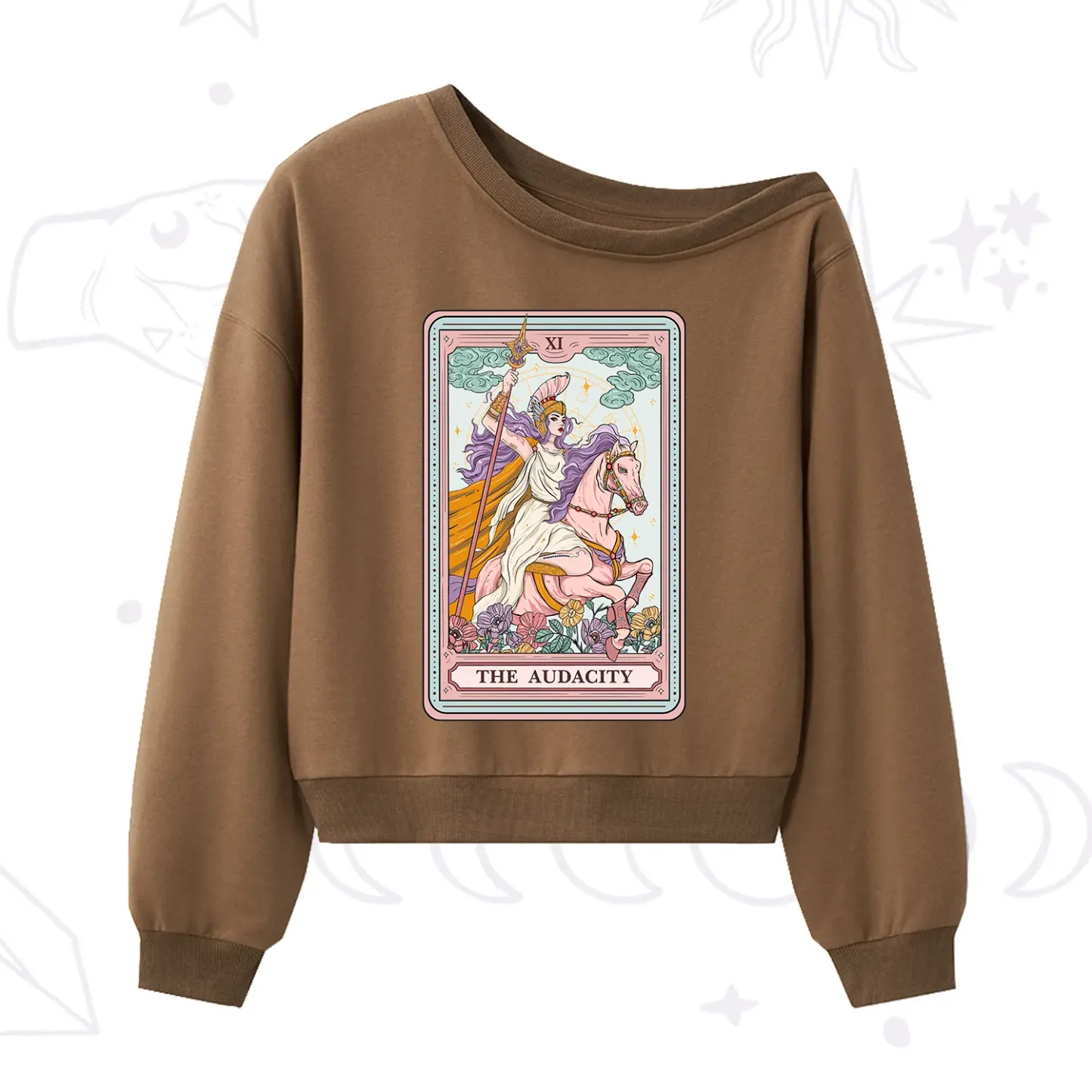 Purplehecate The Audacity Tarot Card One Shoulder Sweatshirt