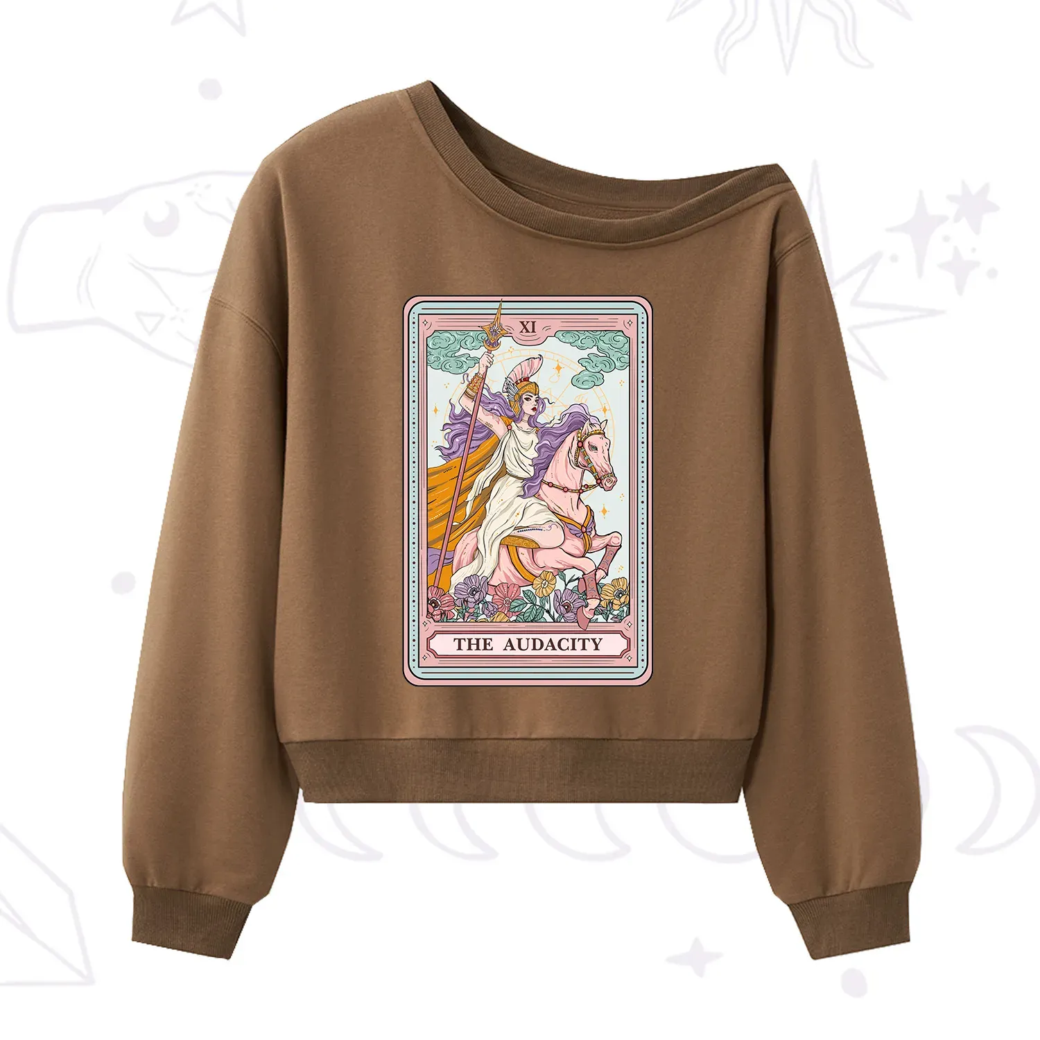 Purplehecate The Audacity Tarot Card One Shoulder Sweatshirt