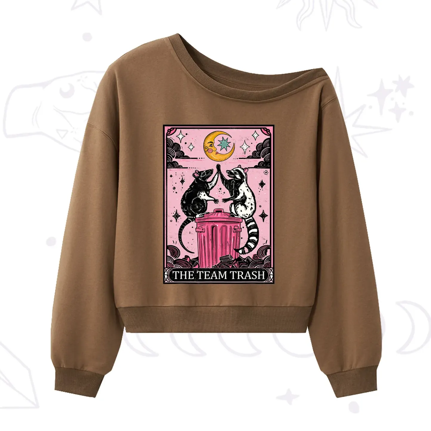 Purplehecate The Team Trash Opossum Tarot One Shoulder Sweatshirt