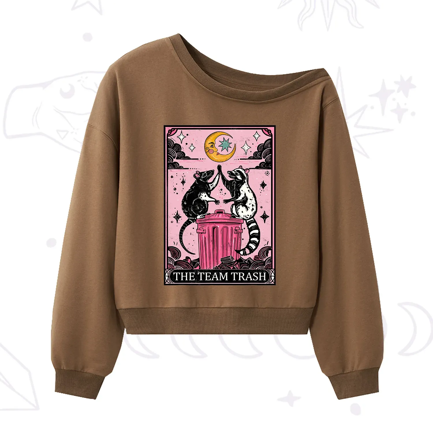 Purplehecate The Team Trash Opossum Tarot One Shoulder Sweatshirt