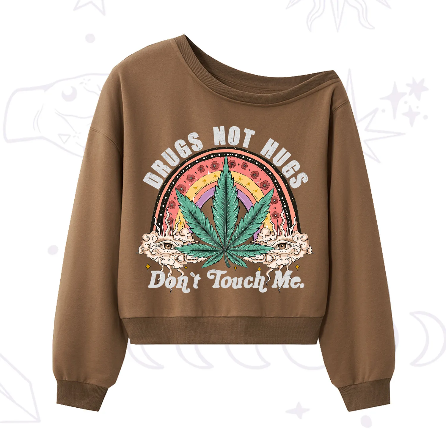 Purplehecate Drugs Not Hugs One Shoulder Sweatshirt