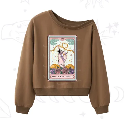 Purplehecate The Crochet Artist Tarot Card One Shoulder Sweatshirt