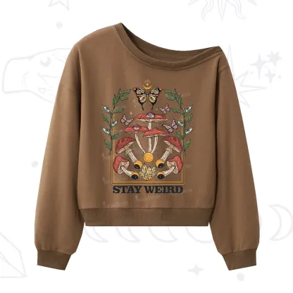Purplehecate Stay Weird One Shoulder Sweatshirt