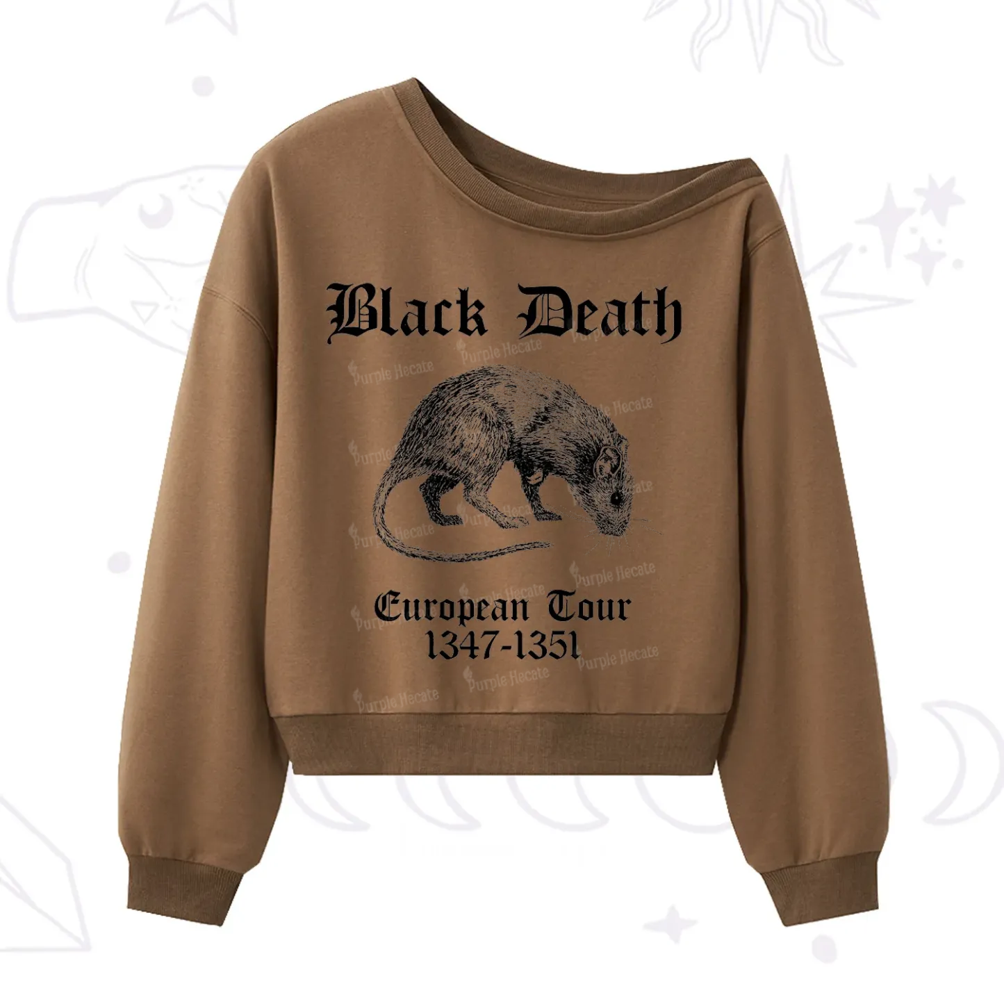 Purplehecate Black Death European Tour One Shoulder Sweatshirt