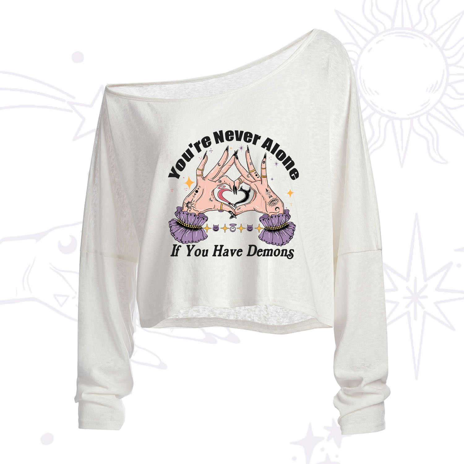 Purplehecate You're Never Alone If You Have Demons One Shoulder Crop Shirt