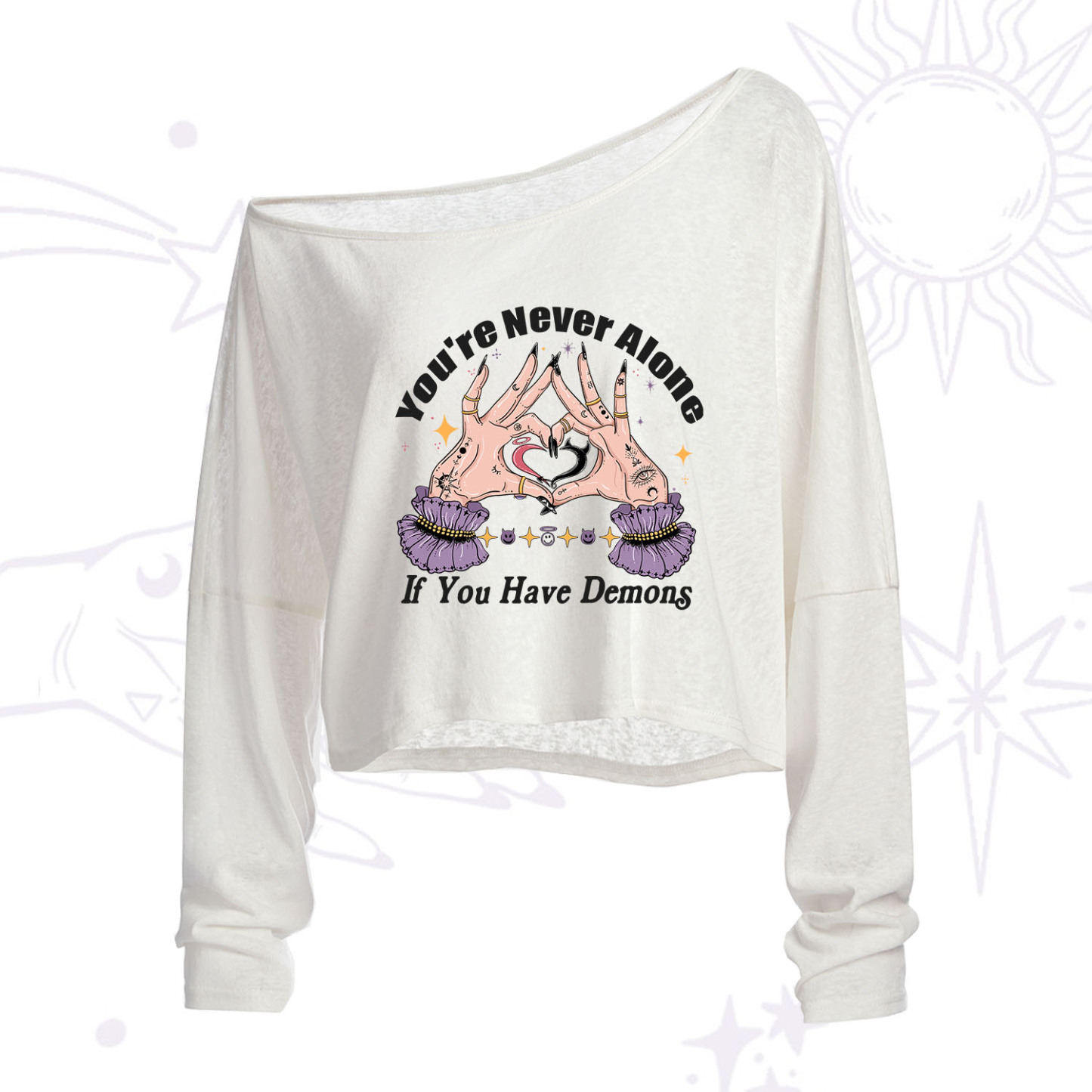 Purplehecate You're Never Alone If You Have Demons One Shoulder Crop Shirt