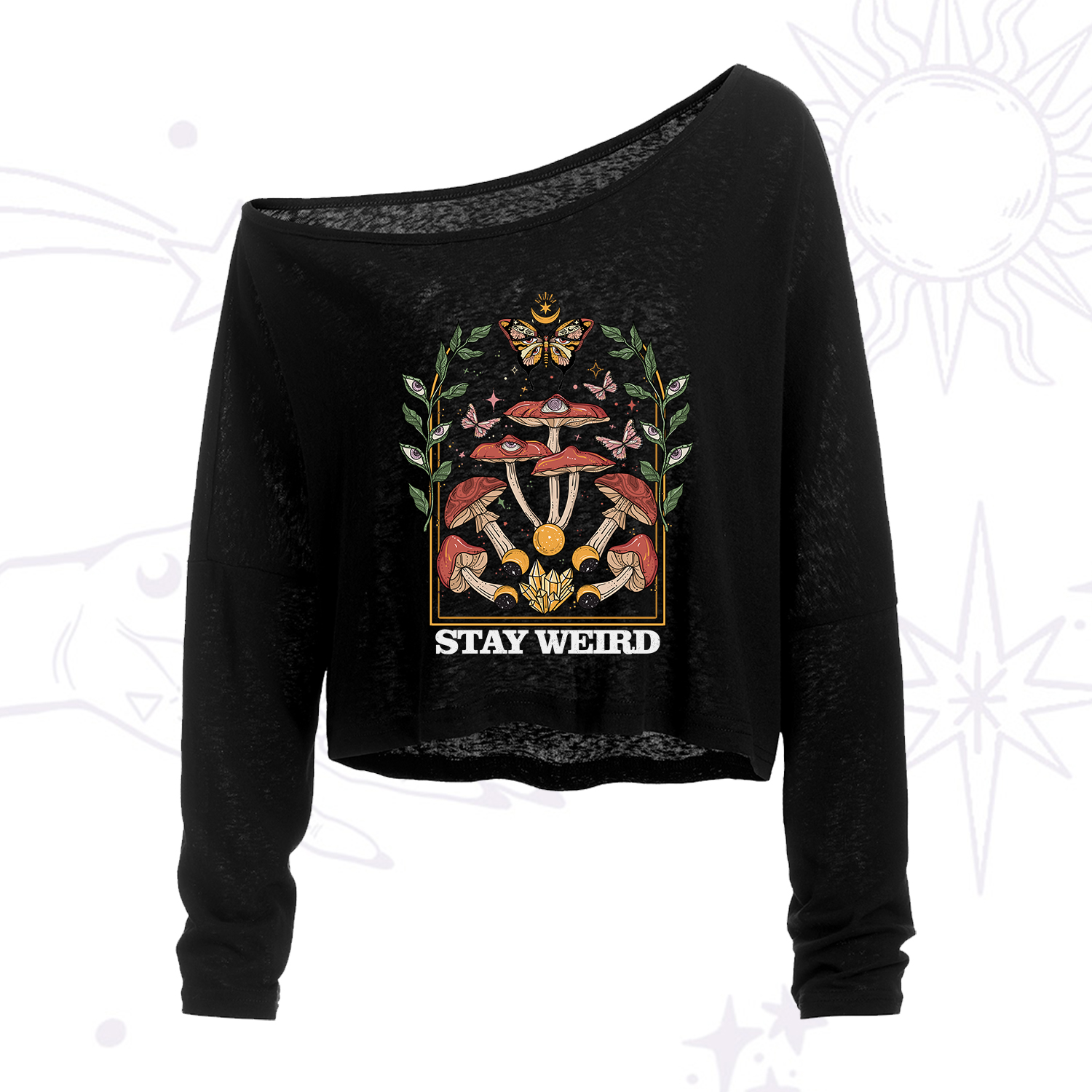Purplehecate Stay Weird One Shoulder Crop Shirt