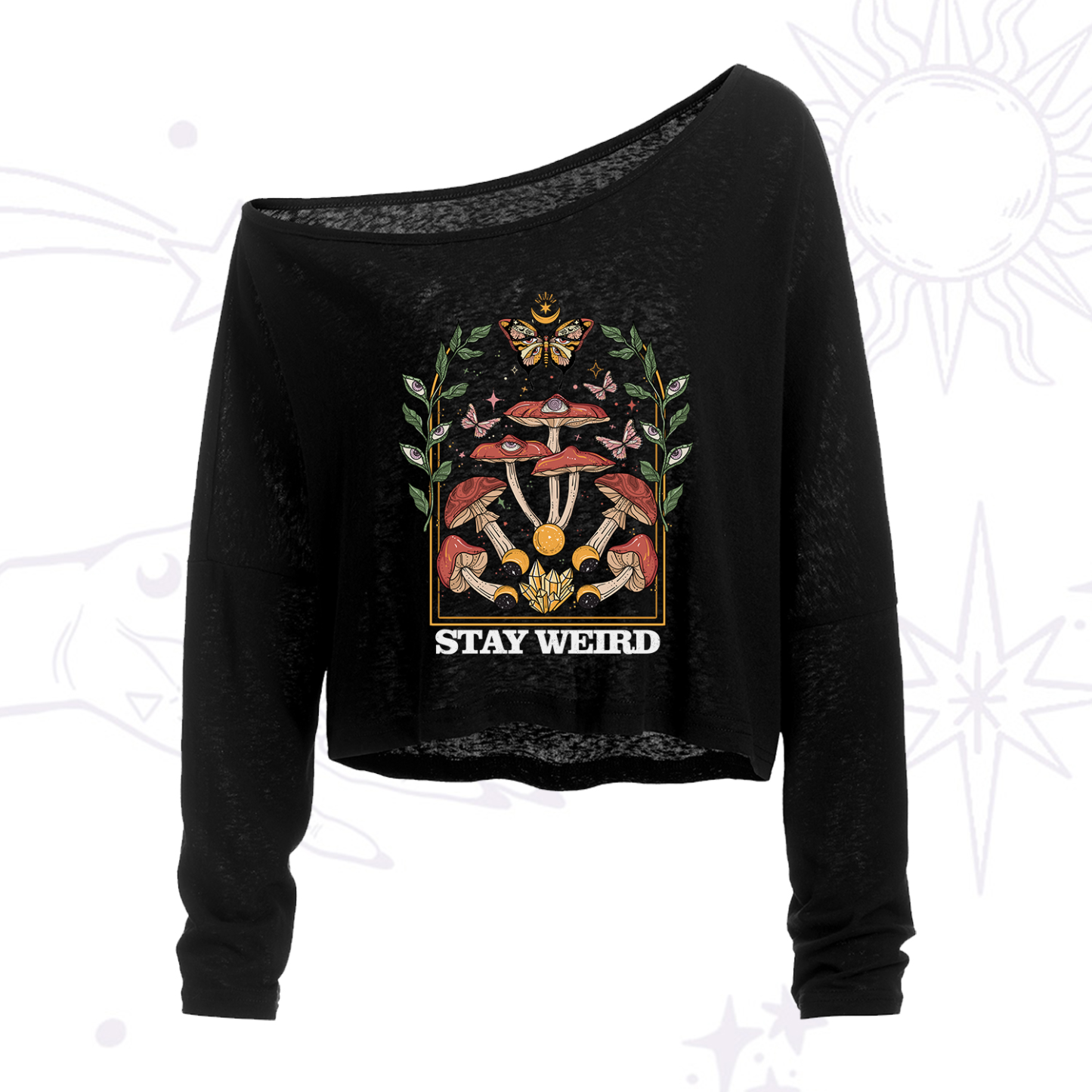 Purplehecate Stay Weird One Shoulder Crop Shirt