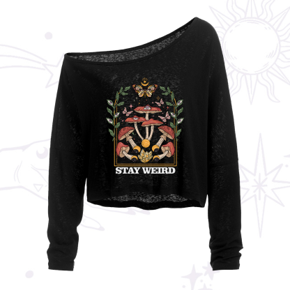 Purplehecate Stay Weird One Shoulder Crop Shirt