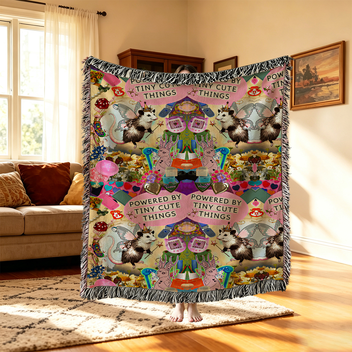 Purplehecate The Opossum Queen's Hoard Woven Tapestry Blanket